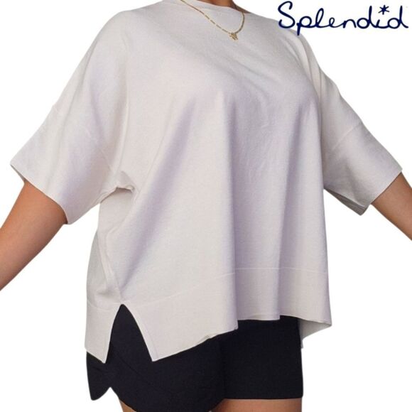 Splendid Tops - Splendid Women Supersoft Short Sleeve Sweatshirt Screwneck Cozy Boxy Fit XXL